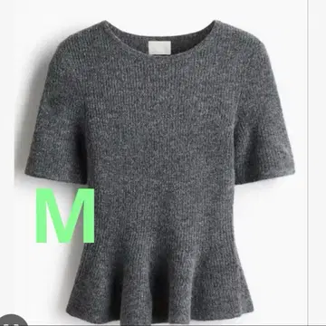 미사용 새상품 H&M RIB-KNIT PEPLUM TOP 그레이 M