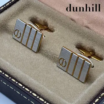 [ 새상품급 ] dunhill 던힐 커프스 커프 링크 로고 실버 x 골드