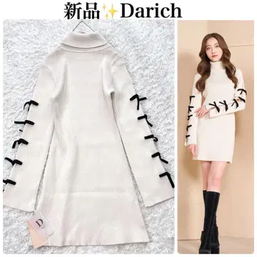 새상품 다리치 암 리본 리브 니트 미니 원피스 darich