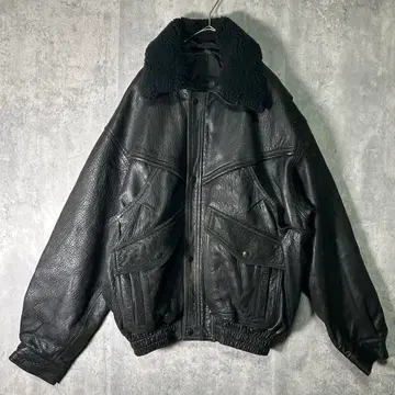 최상급 두툼한 이탈리아 가죽 자켓 A-2 G-1 블랙 빈티지