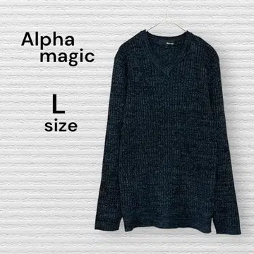 Alpha magic 다크 그레이 V넥 스웨터 니트 V넥 그레이