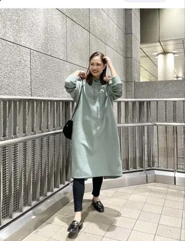 루니 플리스 후드 원피스 블루 그레이