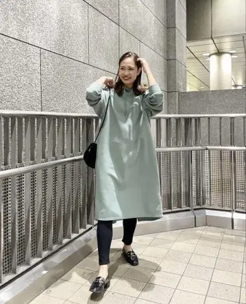 루니 플리스 후드 원피스 블루 그레이