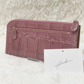 [ 미사용급 ] Arukan 아르카 테일 와니 L자 지퍼 장지갑 핑크