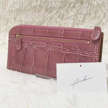 [ 미사용급 ] Arukan 아르카 테일 와니 L자 지퍼 장지갑 핑크