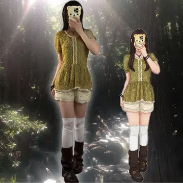 00s 레어 빈티지 페어리 그런지 올 패턴 레이스 튜닉