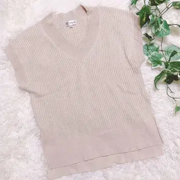 MICHEL KLEIN 썸머 니트 V넥 베스트 38 베이지 새상품급