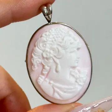 [새상품급 silver925] 사인 포함 콘크 쉘 카메오 펜던트 브로치