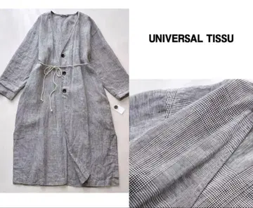 새상품급 [ UNIVERSAL TISSU ] 글렌체크 린넨 코트 원피스