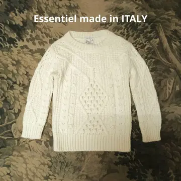 이탈리아 Essentiel 짧은 기장 아란 니트 피셔맨 스웨터