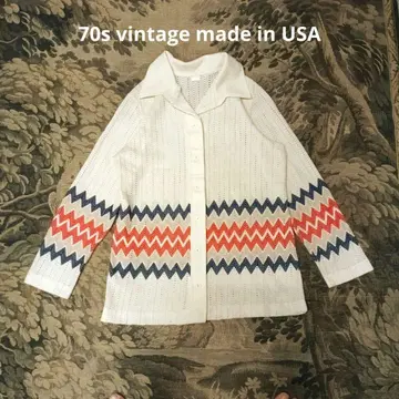 70s vintage USA 기하학 셔츠 가디건 자켓