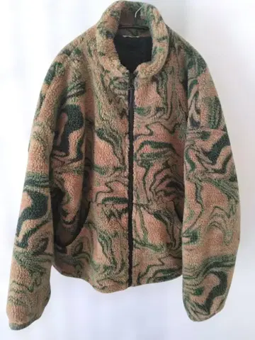 자라 플리스 자켓 베이지 그린 마블 무늬 ZARA