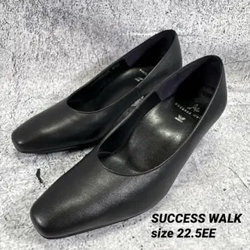 와코루 서세스 워크 펌프스 스퀘어토 블랙 가죽 22.5EE