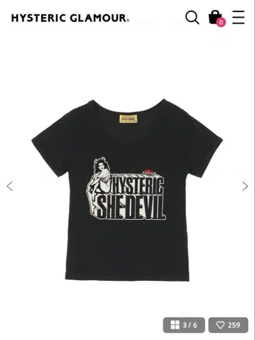 HYSTERIC SHE DEVIL 블랙 T셔츠