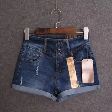 데님 블루 하이웨스트 숏팬츠