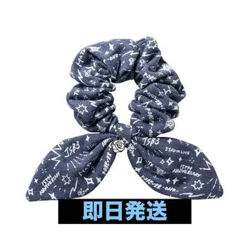 3대째 JSB 블루 데님 리본 스크런치