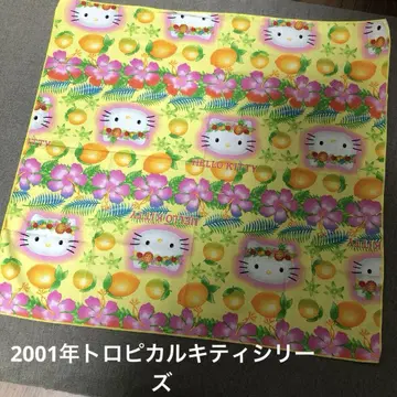 레트로 레어 헬로키티 트로피컬 패턴 하와이안 손수건 2001년경