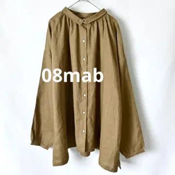 08맵 08mab 루즈핏 린넨 개더 블라우스 쁘띠 칼라