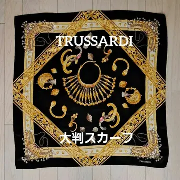 TRUSSARDI 실크 100% 대형 스카프 주얼리 패턴