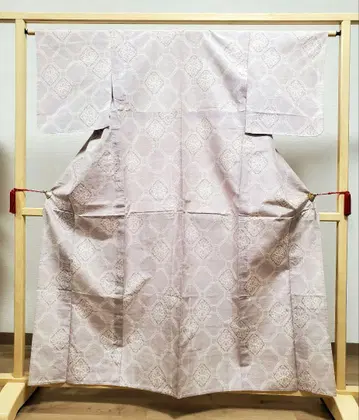A 단의 쇼소인 문양 촉강문 보라색 화이트  순수 실크 코몬 기모노