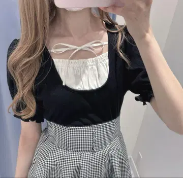 evelyn 반팔 쿠슈리브 TP 블랙