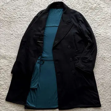 이탈리아제 2XL 엠포리오 아르마니 더블 체스터 코트 블랙