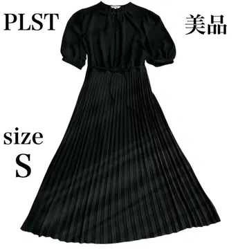 새상품급 플라스테 롱 원피스 블랙 S 플리츠 리본