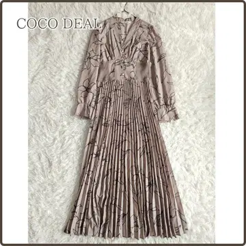 COCO DEAL 라인 플라워 무늬 리브 코르셋 롱 원피스 M