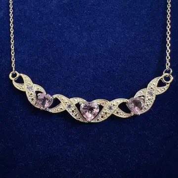 이탈리아 라인 목걸이 클리어 퍼플 실버 925