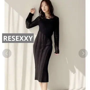 [ 새상품급 ] RESEXXY 레이스 니팅 원피스 프리 사이즈 블랙