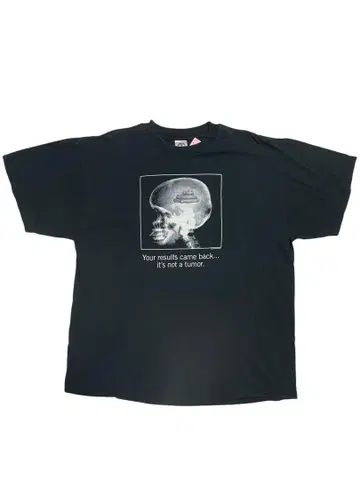 90s 올드 USA제 두개골 렌트겐 메시지 T셔츠