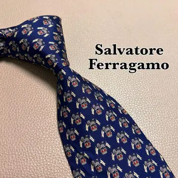 살바토레 페라가모 넥타이 스트라이프 도트 체크 네이비