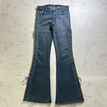 archive y2k 00's 사이드 레이스업 부츠컷 데님 갸루