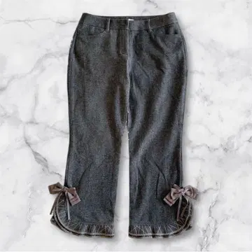 TO BE CHIC 그레이 캐주얼 팬츠 밑단 리본 포함 슬릿 40