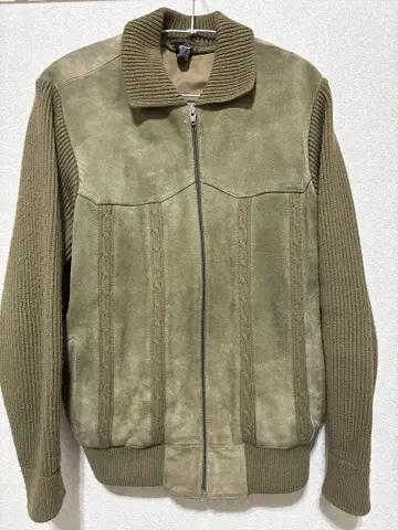 [ vintage ] C&A 스웨이드&니트 콤비 자켓 올리브 그린
