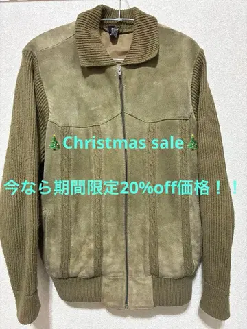 [ vintage ] C&A 스웨이드&니트 콤비 자켓 올리브 그린