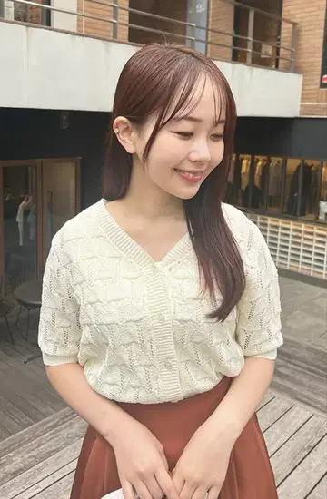 LOUNIE 루니 시스루 패턴 하프 슬리브 가디건