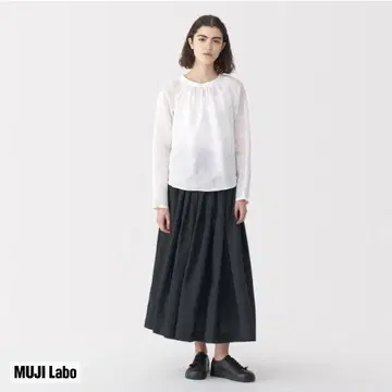 무인양품 무지 라보 라미 턱 스커트