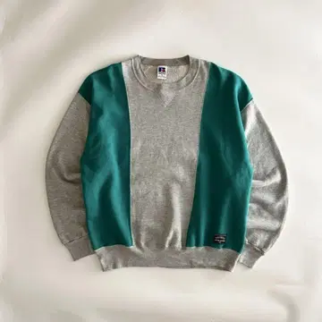 레어 90s 러셀 USA제 바이컬러 절개 맨투맨 크롭 XL