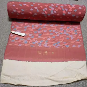 교토 사슴 무늬 기모노 옷감 적자색 부채 문양