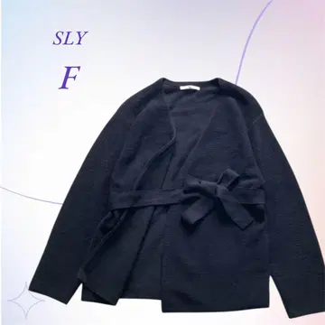 SLY 스라이 / 벨트 포함 노카라 리브 가디건 블랙
