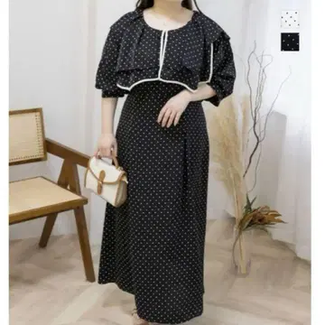 clette 쿠레트 빅 사이즈 빅 카라 도트 원피스