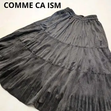 COMME CA ISM 벨로아풍 롱 스커트 티어드 절개
