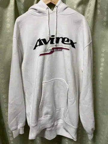 Avirex 프론트 로고 화이트 후드티