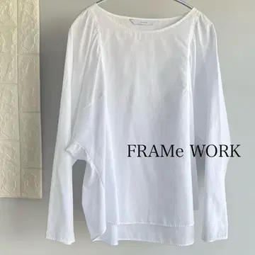 FRAMe WORK 화이트 긴팔 셔츠 노카라