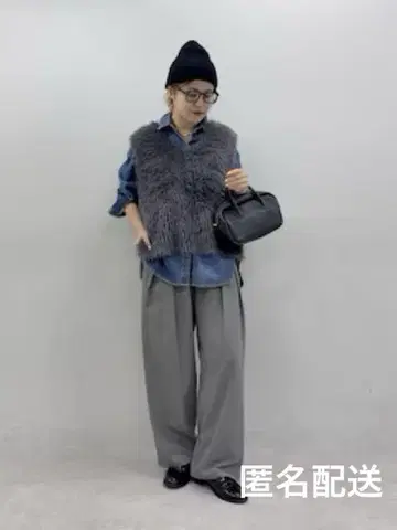 PUAL CE CIN 투 턱 허리밴딩 스트레치 팬츠 그레이