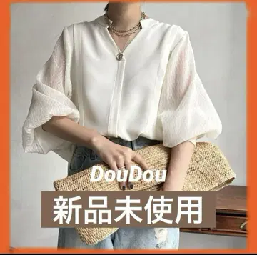 [ 미사용 새상품 ] DouDou 드두 시어 블라우스 화이트 긴팔 완판템