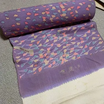 쿄칸노코 기모노 옷감 연보라 부채 무늬