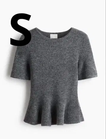 H&M RIB-KNIT 페플럼 탑 반팔 니트 페플럼 니트 S