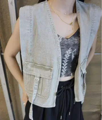 Ameri VINTAGE COMPACT FADE DENIM VEST